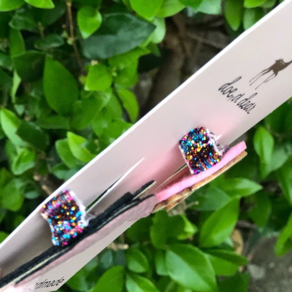 Handmade Pink Unicorn and rainbow Hair Clip Set - Picture 4 of 6